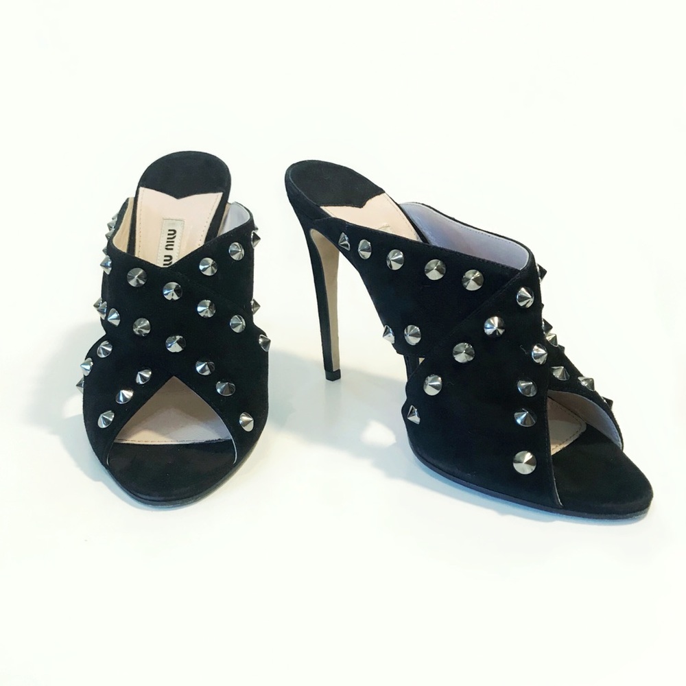 MIU MIU Black Studded Heels